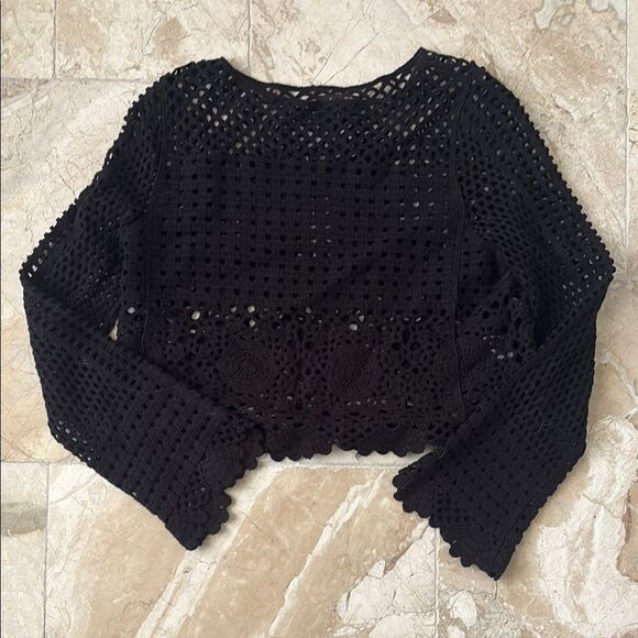 Dee Elly sz S Elegant Black Crochet Women's Top NWOT - Picture 1 of 5